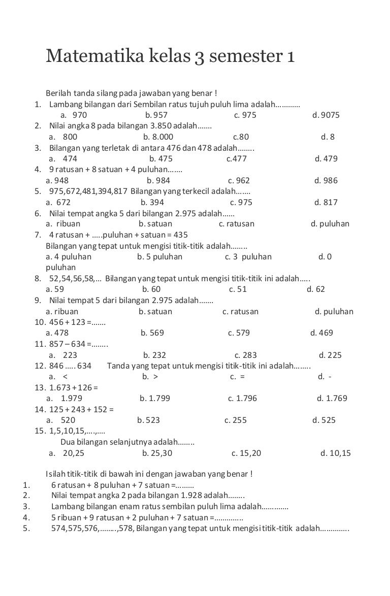Matematika Kelas 3 Sd Semester 1 - Piffle me Matematika Kelas 3 Sd Semester 1 - Piffle me