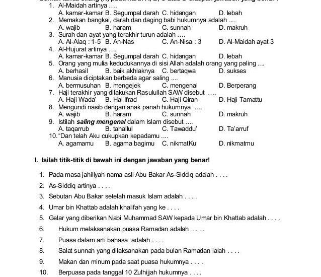 Bocoran 20 Soal Agama Kelas 7 Semester 2 Paling Sering Keluar Saat Ujian Akhir Sekolah
