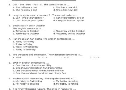 contoh soal bahasa inggris kelas 12 semester 1