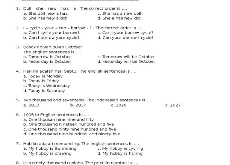 contoh soal bahasa inggris kelas 12 semester 1