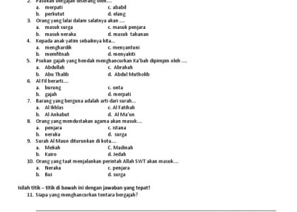 soal agama kelas 5 semester 2