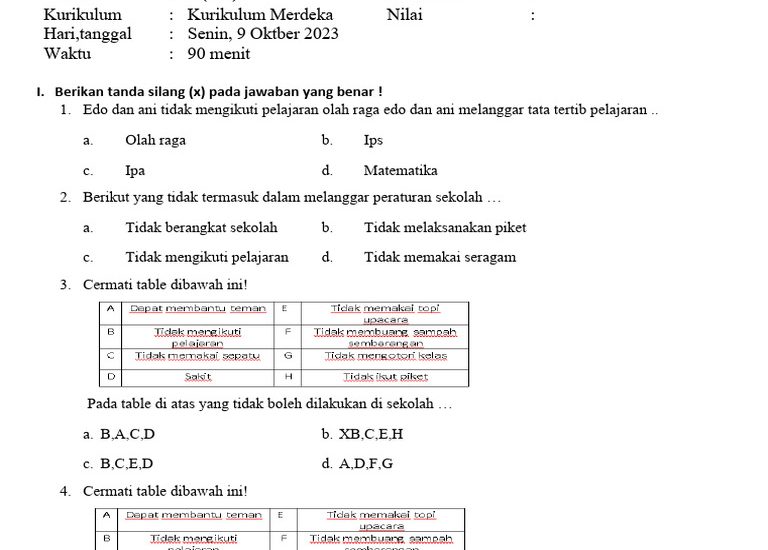soal kelas 2 tema 6 subtema 1 dan 2