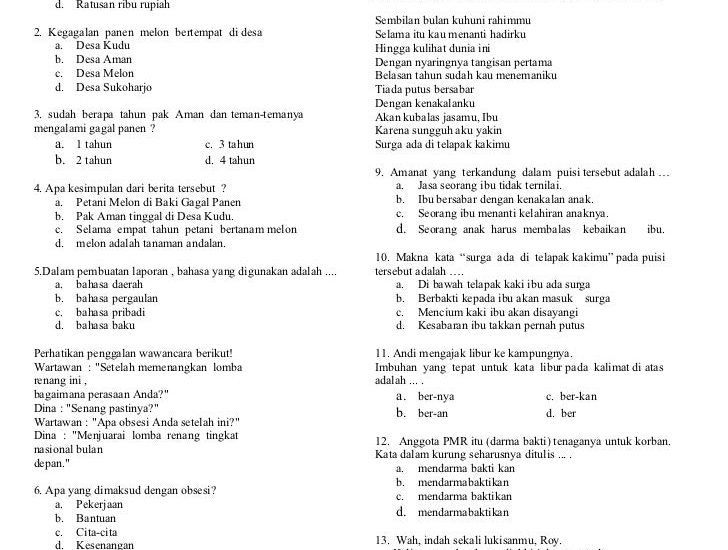 5 Contoh Soal Bahasa Indonesia Kelas 6 Tema 1 Wajib Dikuasai Agar Anakmu Juara