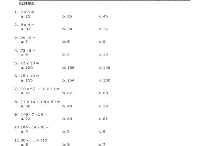 5 Contoh Soal UAS Kelas 4 Semester 2 Matematika Paling Sering Keluar, Wajib Tahu Sebelum Ujian!
