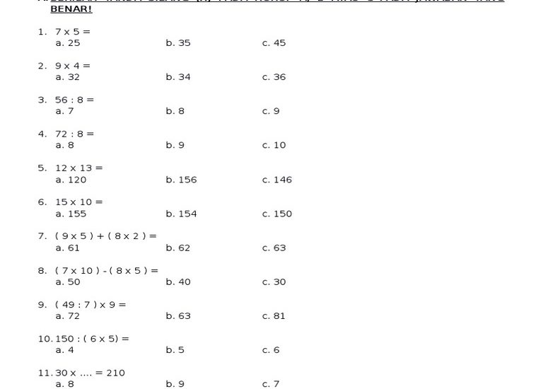 5 Contoh Soal UAS Kelas 4 Semester 2 Matematika Paling Sering Keluar, Wajib Tahu Sebelum Ujian!