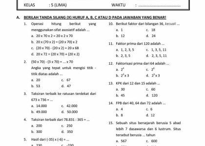 7 Contoh Soal Matematika Kelas 8 Semester 2 Kurikulum 2013 yang Wajib Dikuasai Sebelum UTS UAS 2026