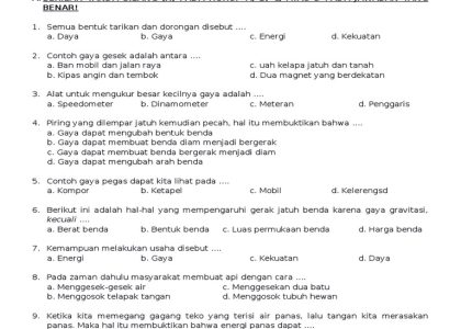7 Contoh Soal UAS Kelas 4 Semester 2 Tema 6 Ternyata Ada Rahasia Nilai Sempurna