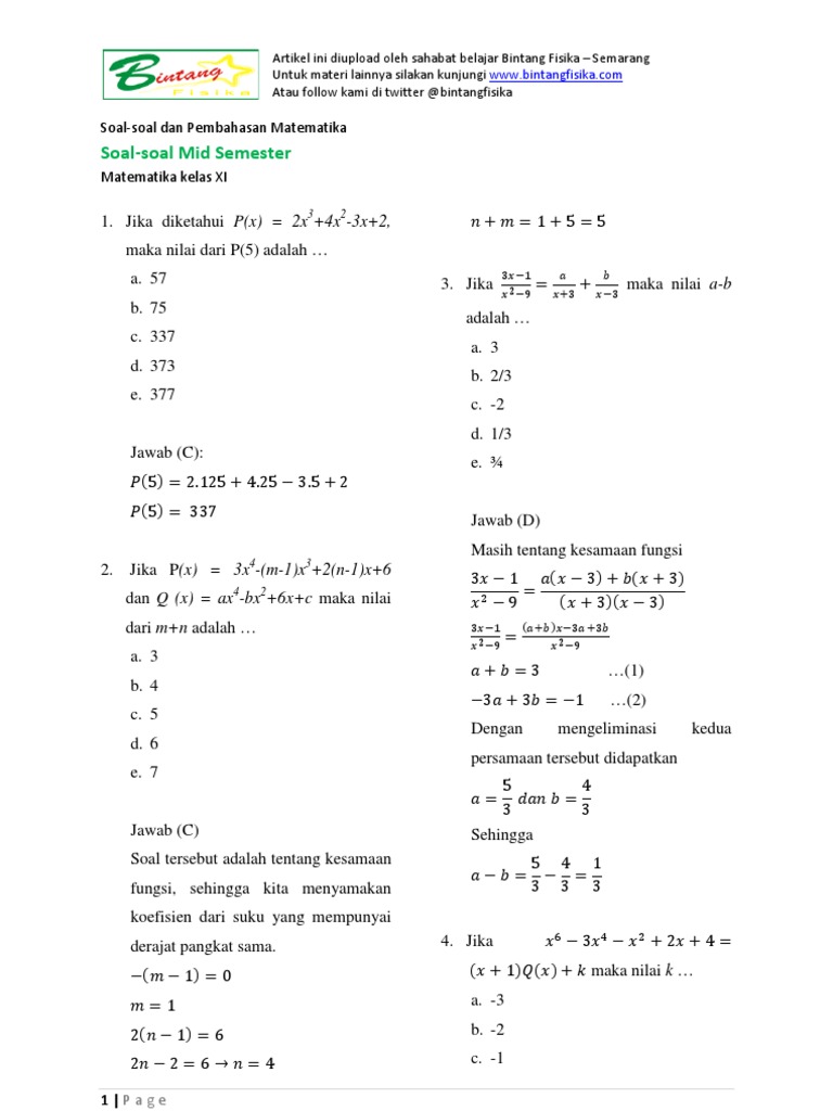 10 Contoh Soal UAS Matematika Kelas 10 Semester 1 dan Penyelesaiannya yang Wajib Kamu Kuasai Sebelum Terlambat