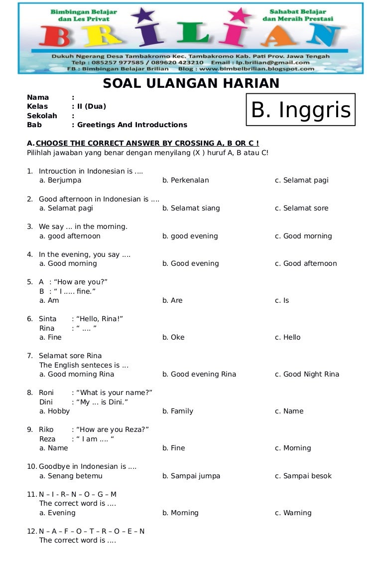 15 Contoh Soal tentang Activities Bahasa Inggris Kelas 2 SD yang Wajib Dikuasai Siswa di 2026