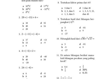 30 Contoh Soal Matematika Kelas 7 Semester 2 dan Pembahasannya: Ternyata Ini Trik Cepat Penjumlahan Pengurangan Pecahan