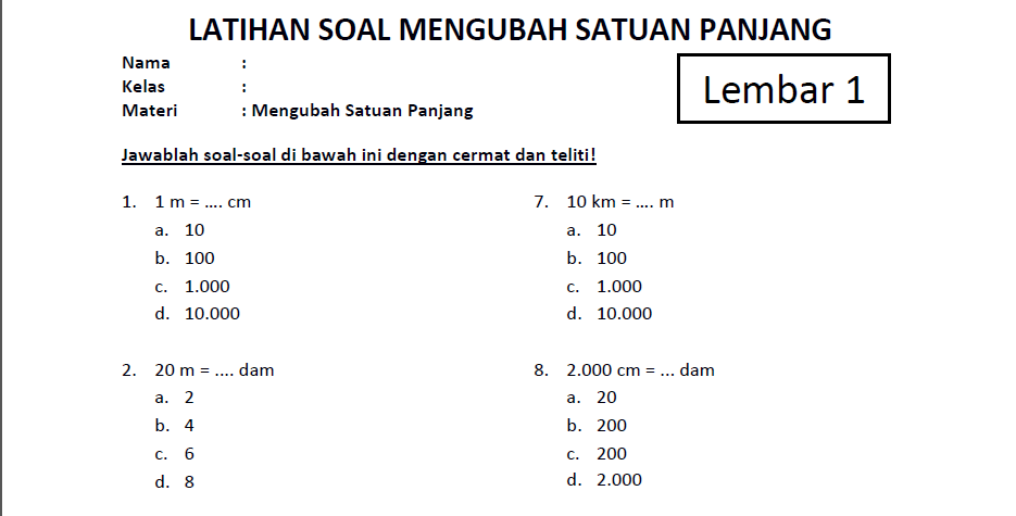 7 Contoh Soal tentang Konversi Satuan Panjang untuk Kelas 2 SD Beserta Kunci Jawaban yang Wajib Dikuasai