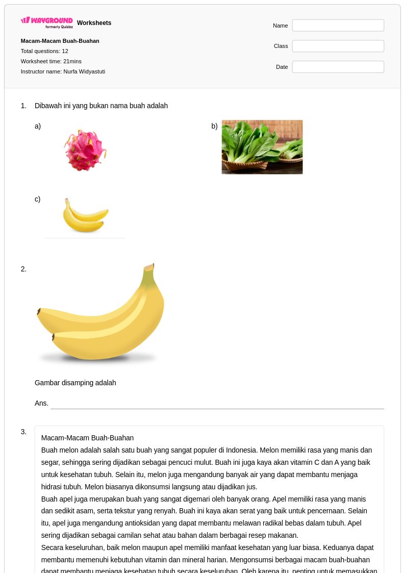 7 Contoh Soal tentang Manfaat Buah Kelas 2 yang Terbukti Bantu Tumbuh Kuat Seperti Susu