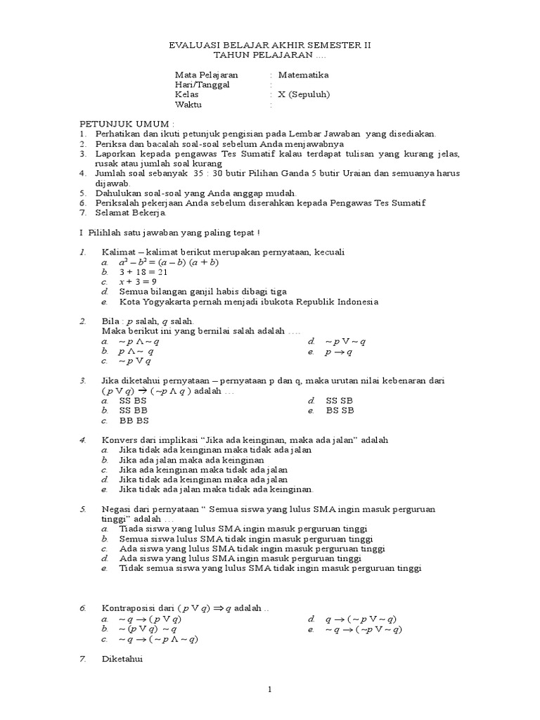 Contoh Soal Matematika Kelas X Semester 2 yang Sering Muncul di Ujian, Ternyata Ini Rahasia Menjawabnya dengan Cepat