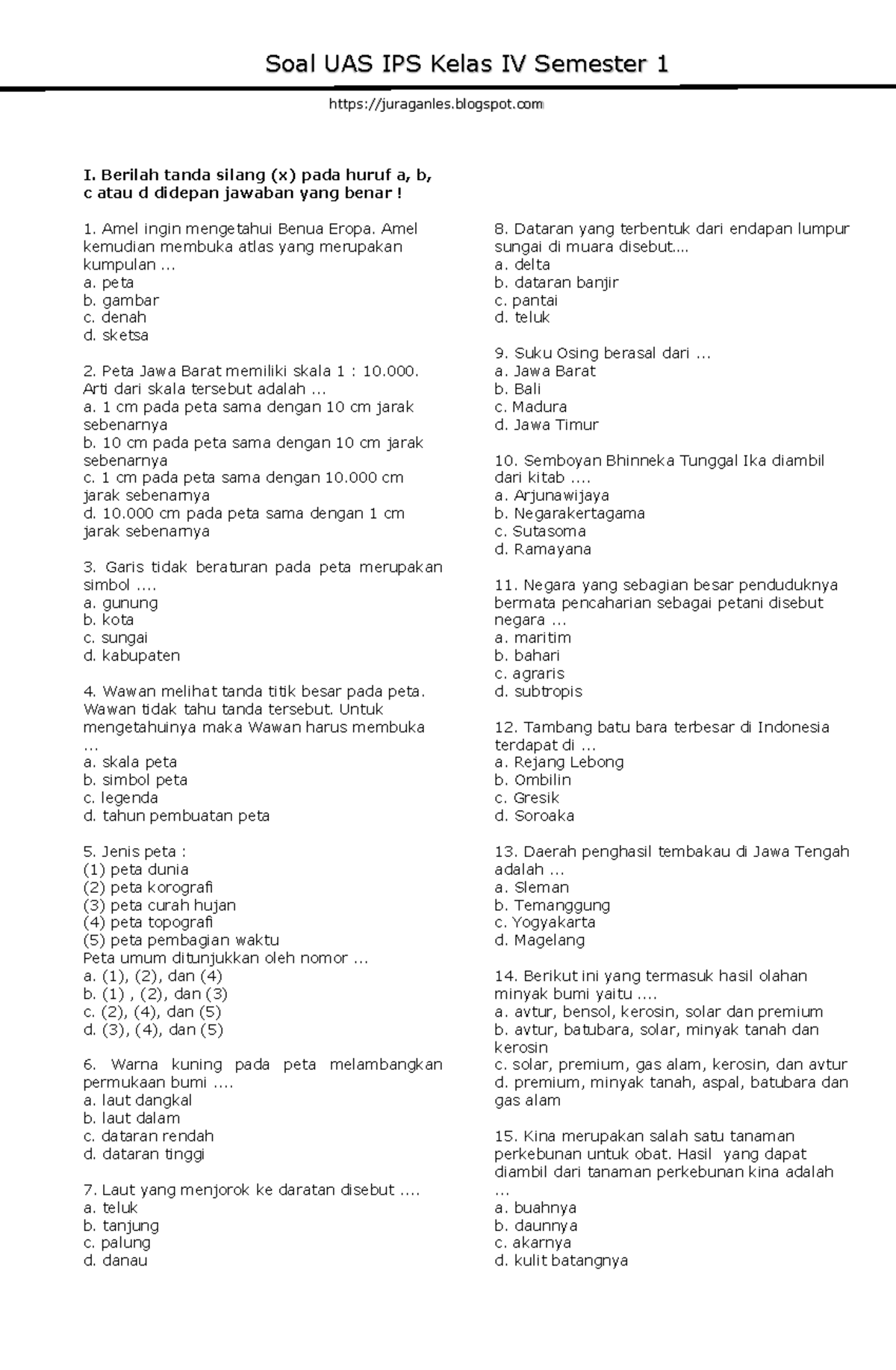 Contoh Soal UAS IPS Kelas 4 Semester 1 Kurikulum 2013 Ternyata Segampang Ini Jika Tahu Triknya