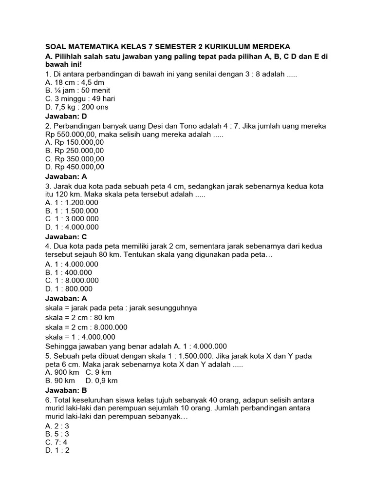 Soal Matematika Kelas 7 Semester 2 PDF Metode Bahan Ajar Soal Matematika Kelas 7 Semester 2 PDF Metode Bahan Ajar