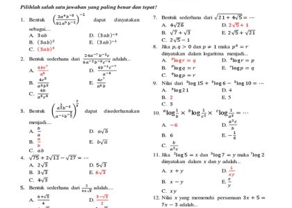 Kumpulan Contoh Soal Matematika Kelas X Semester 2 dan Kunci Jawaban Lengkap untuk Hadapi STS 2026