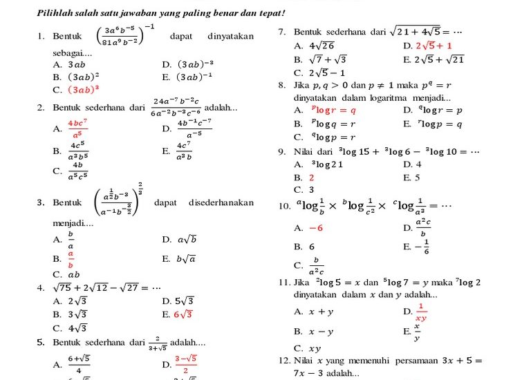 Kumpulan Contoh Soal Matematika Kelas X Semester 2 dan Kunci Jawaban Lengkap untuk Hadapi STS 2026