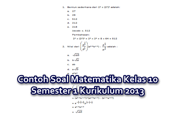 Rahasia contoh soal uas matematika kelas 10 semester 1 kurikulum 2013 Bikin Nilai Ting