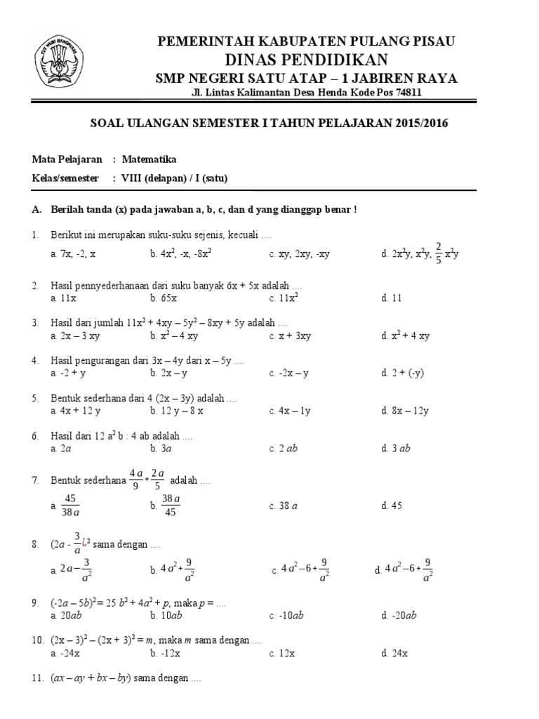 Segitiga Sama Kaki Terbongkar contoh soal matematika kelas 8 semester 2 dan jawabannya pd, Baca!