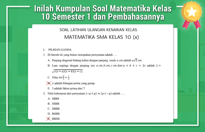 Ternyata Ini Contoh Soal UAS Matematika Kelas 10 Semester 1 dan Pembahasannya yang Wajib Kamu Pelajari Sebelum Terlambat