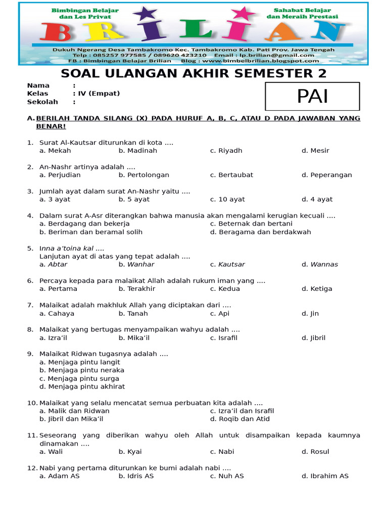 Ternyata Ini Dia Kumpulan Contoh Soal UAS Kelas 4 SD Semester 2 Terbaru 2026 yang Wajib Dipelajari agar Anak Siap Ujian
