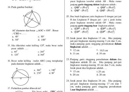 contoh soal matematika kelas 8 semester 2 tentang lingkaran