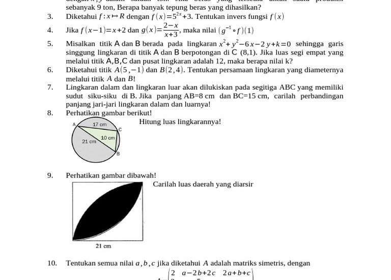 Contoh Soal Matematika Kelas XI IPS Kurikulum 2006 Semester 2 yang Terbukti Sering Muncul di Ujian