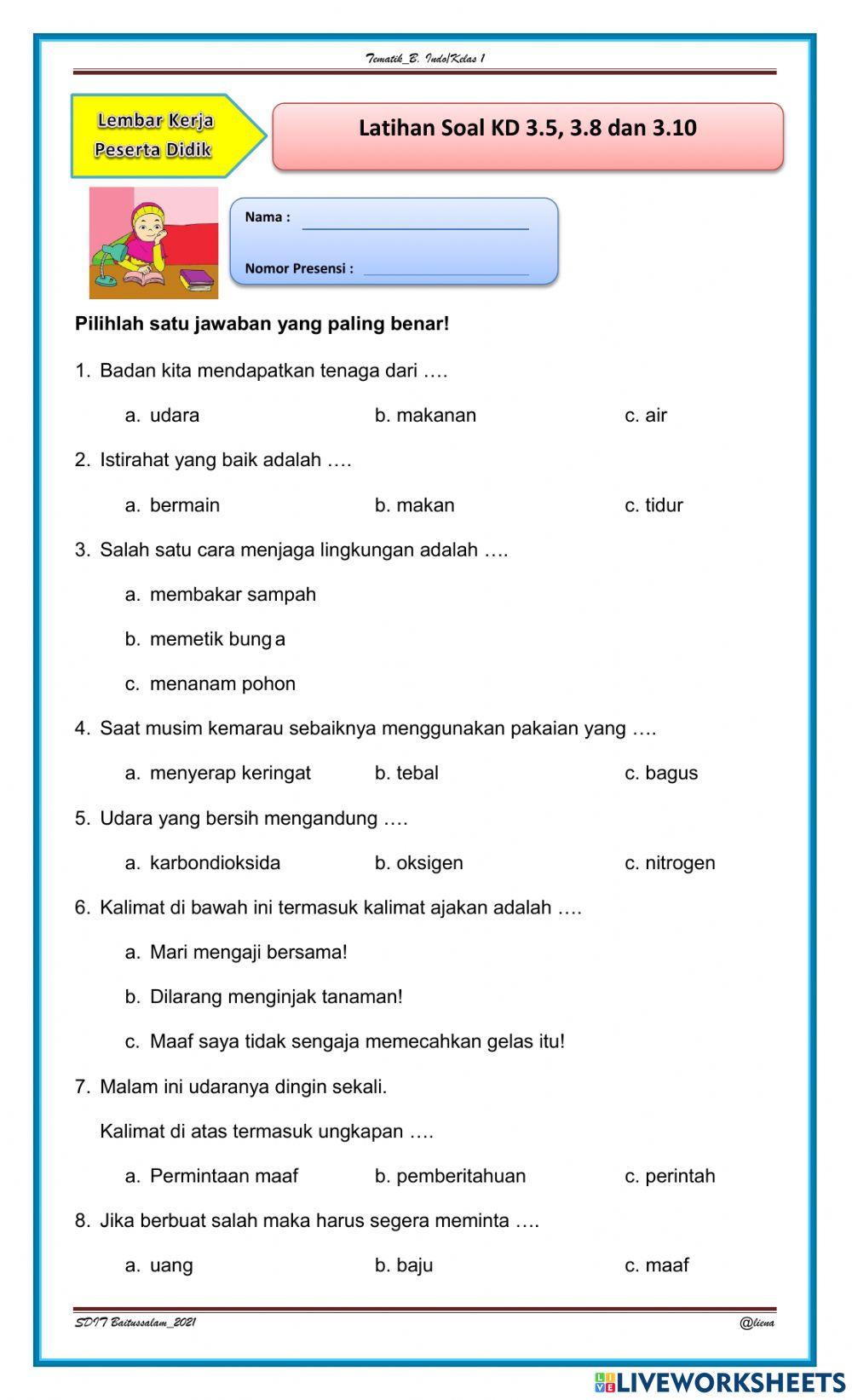 Rahasia Lulus Ujian dengan Latihan Soal Tematik Kelas 1 MI yang Terbukti Ampuh