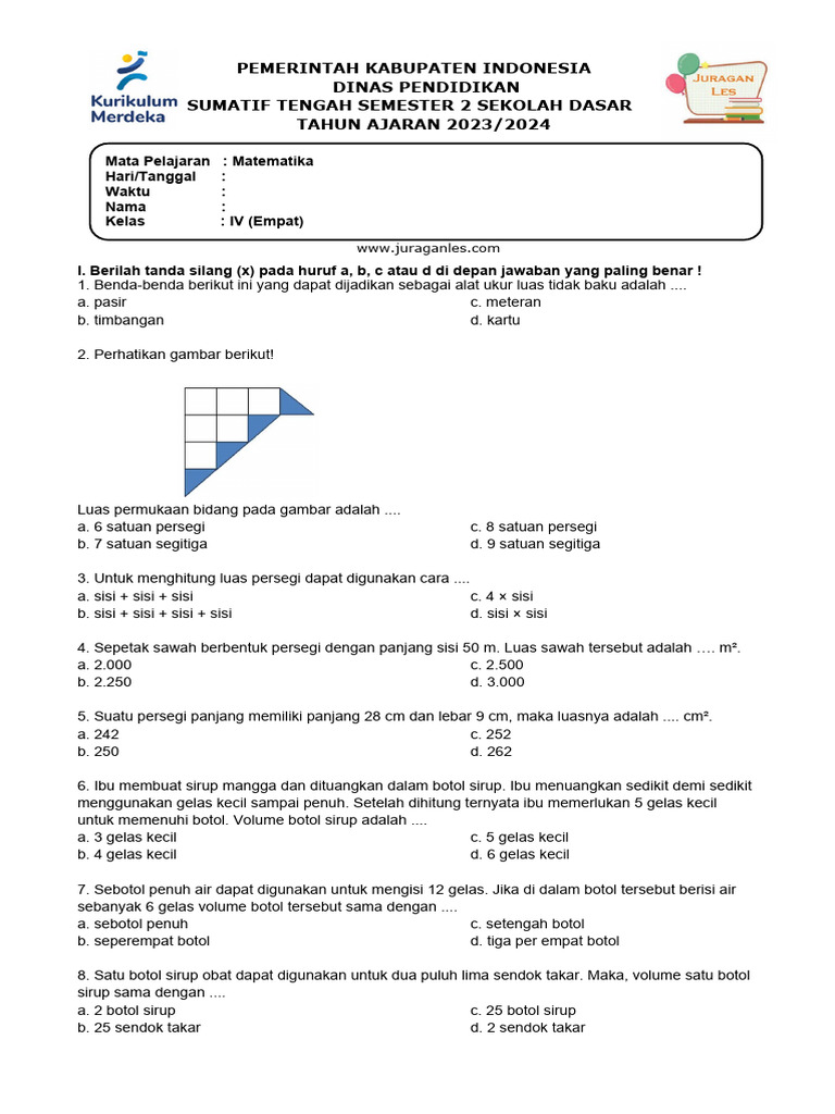 Wajib Tahu! Link Download Soal Mid Semester 2 Kelas 4 SD Terbaru dan Terlengkap
